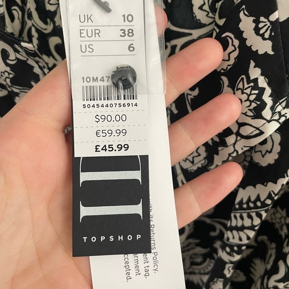 Topshop Idol Shirt Dress Black and White Paisley in Monochrome size 6 - Picture 7 of 8